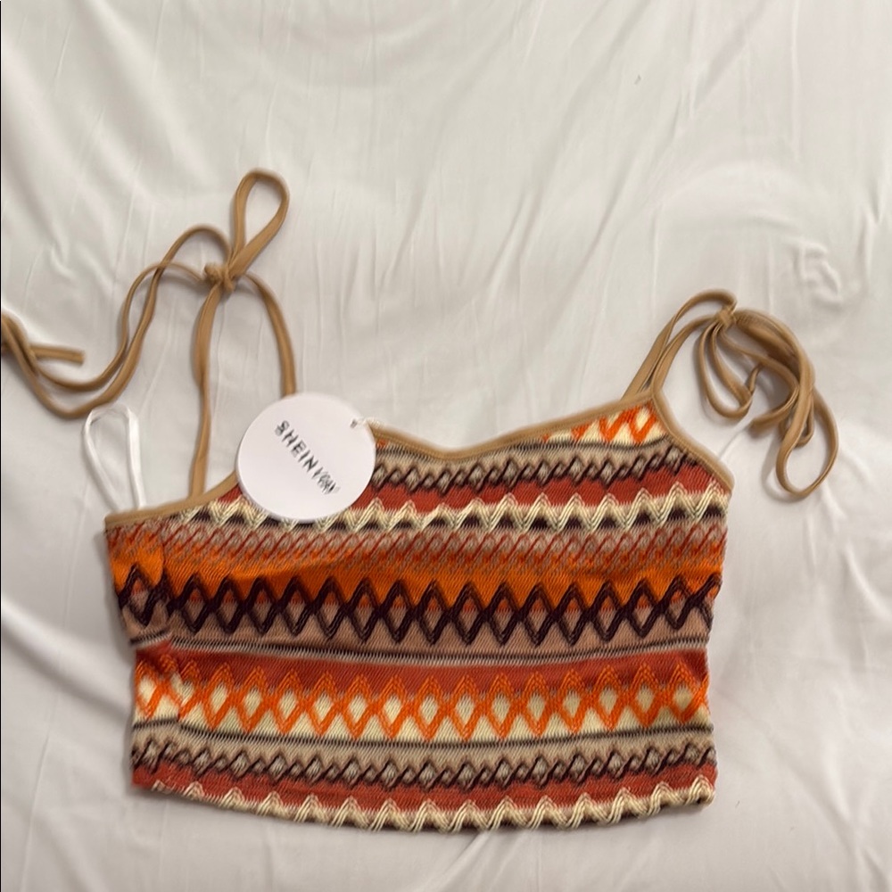 SHEIN Brown and Orange Crop Camisole
